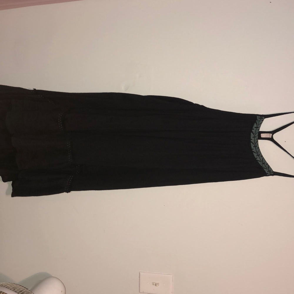 Black with green neck lining dress